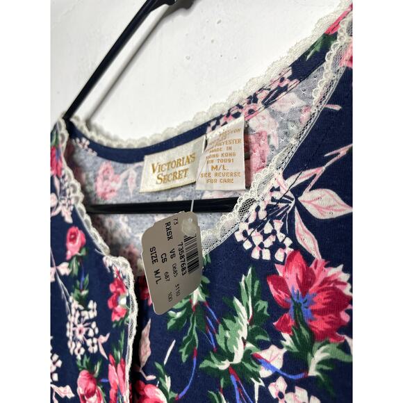 NEW DEADSTOCK GOLD LABEL Victorias Secret Sleep Dress Floral M/L 100% Cotton - Picture 4 of 9